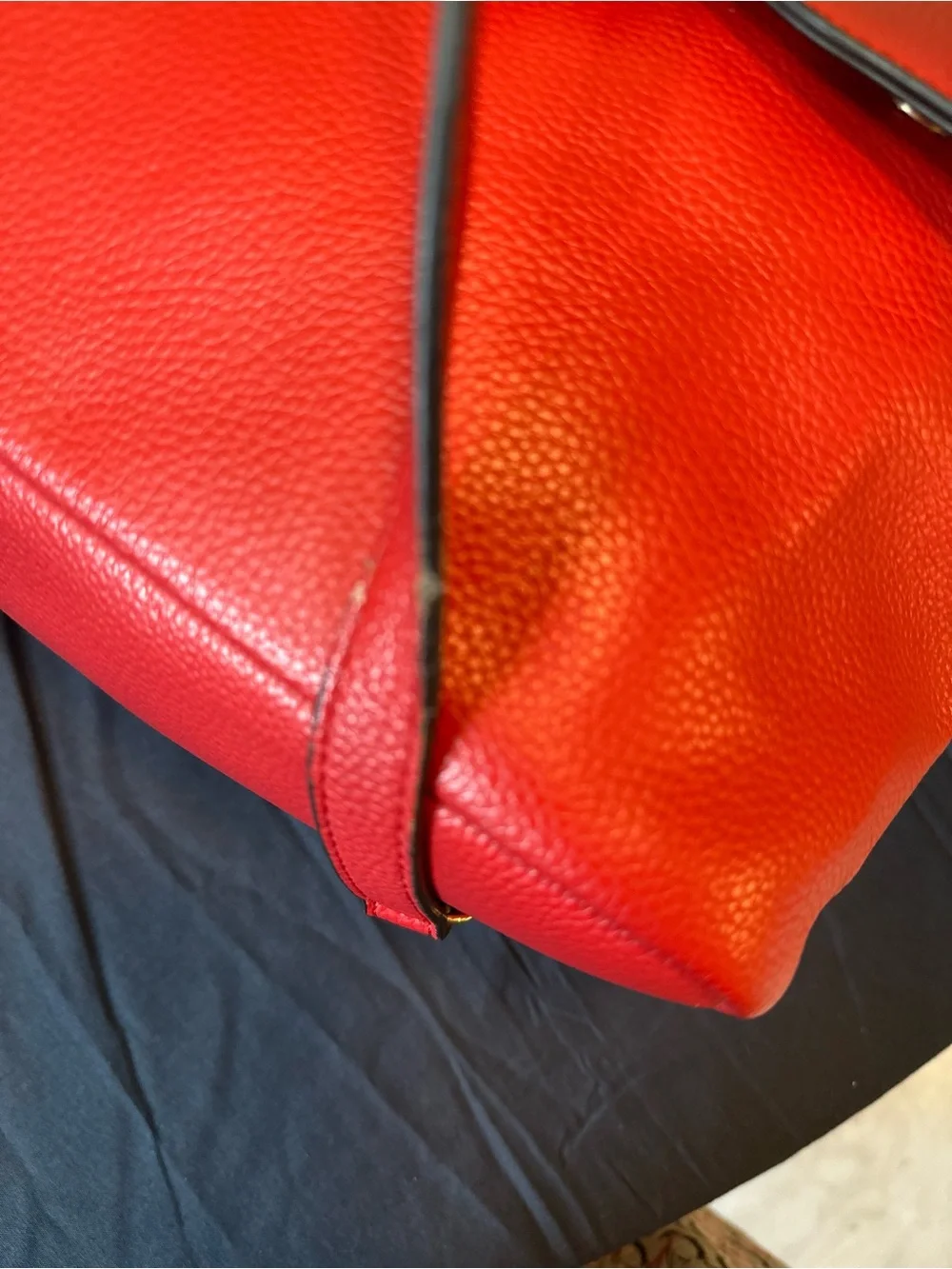Nanette Lepore Red Pebbled Satchel with Gold Hardware
